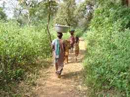 villagers collecting water